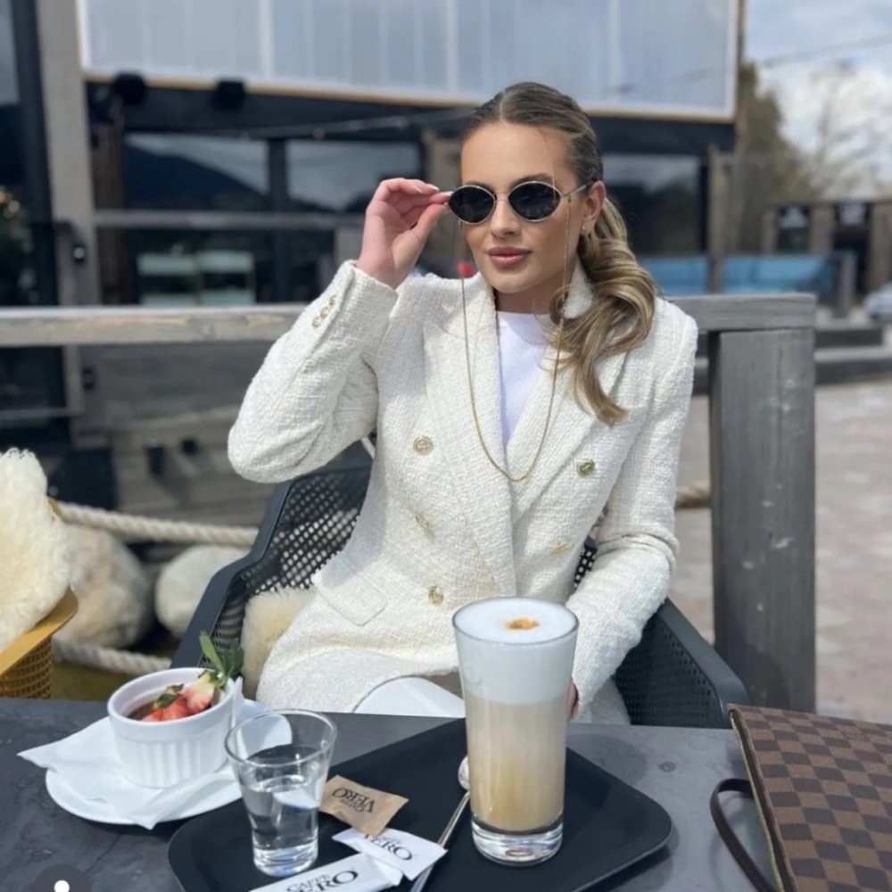 Zara Cream Double-Breasted Blazer